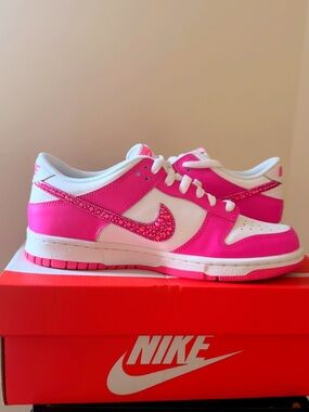 Nike Pink and White Low-Top Sneakers